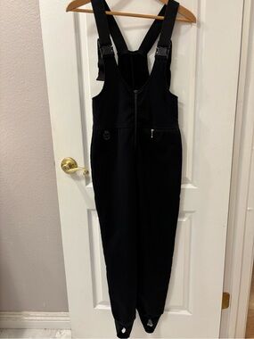 Vintage Skifans Swiss Schoeller Zermatt Stretch Black Ski Bib Jumpsuit Stirrups